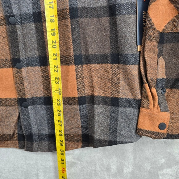 ROARK Nordsman Flannel Shirt Jacket Men's Large Pecan Plaid Button Long Sleeve - Picture 6 of 8